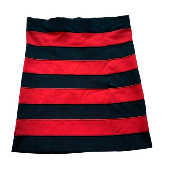 TRISTAN - Bold Stripes Pencil Skirt – Red & Black - size medium - Picture 3 of 6